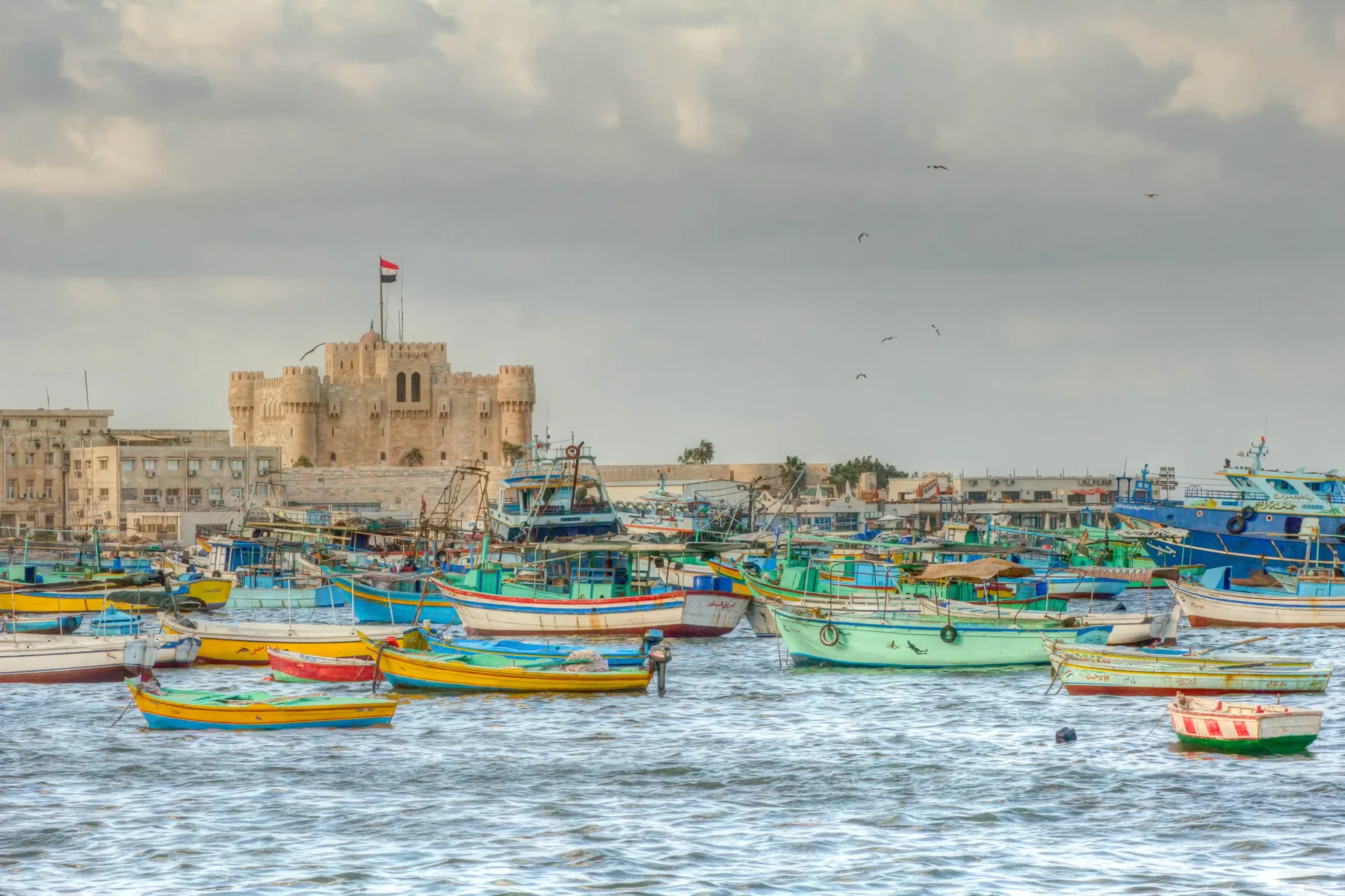 Citadel of Qaitbay viewed beside the Mediterranean Sea in Alexandria