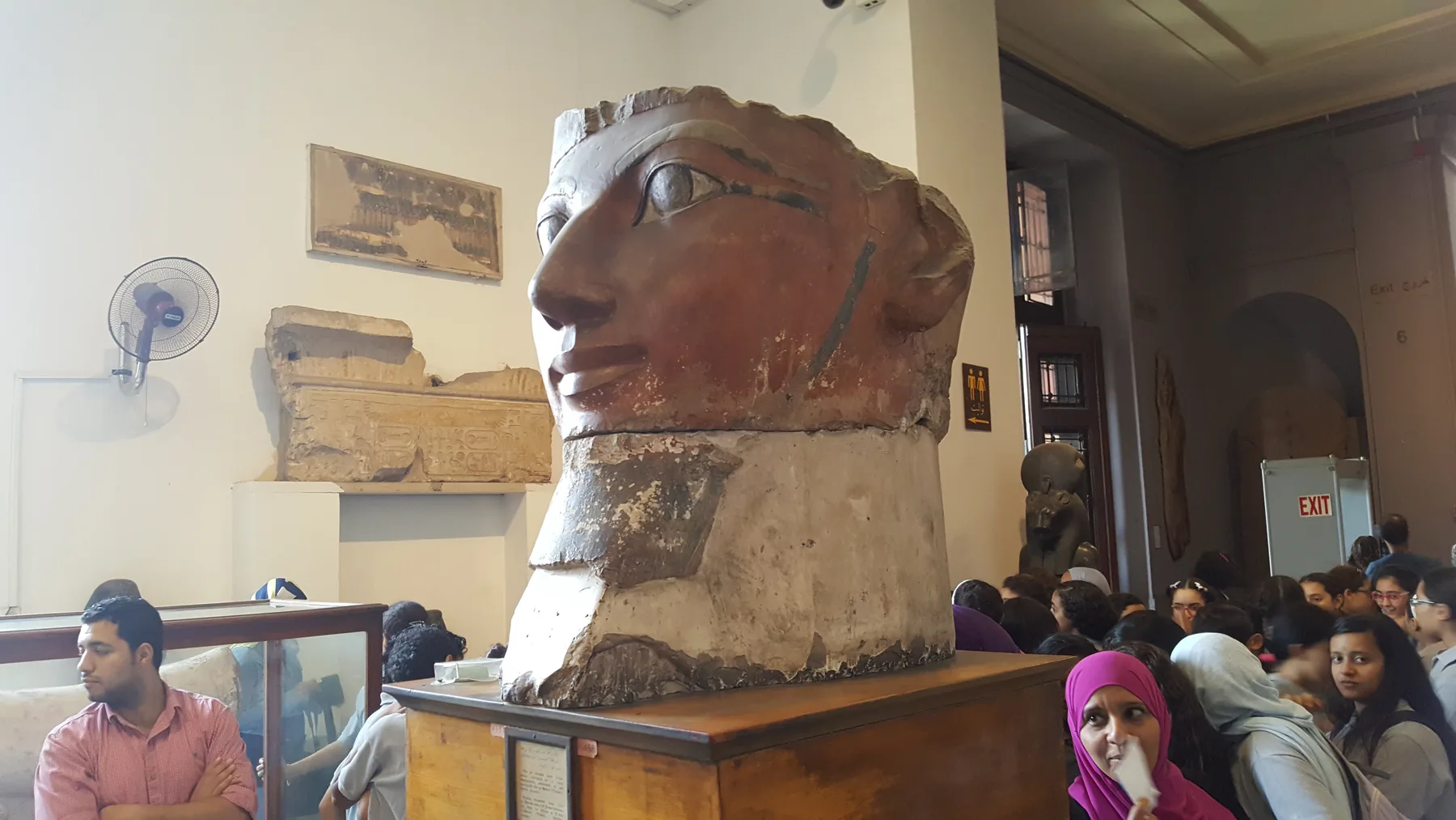 Display cases and objects inside the Egyptian Museum in Cairo